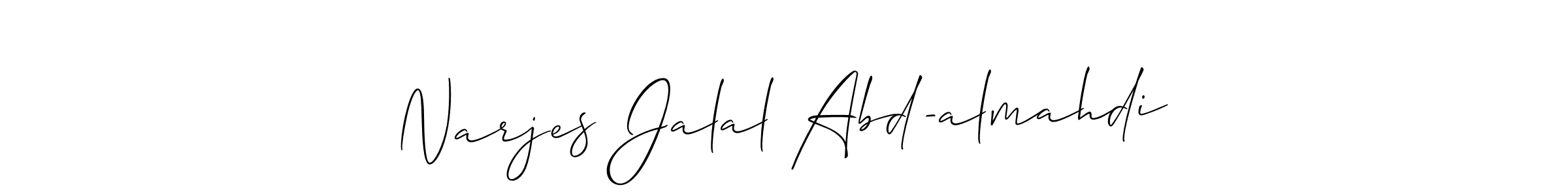 Make a beautiful signature design for name Narjes Jalal Abd-almahdi. With this signature (Allison_Script) style, you can create a handwritten signature for free. Narjes Jalal Abd-almahdi signature style 2 images and pictures png