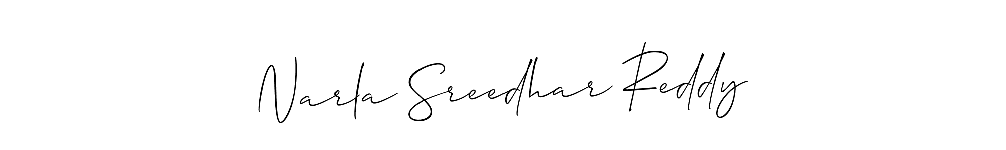 The best way (Allison_Script) to make a short signature is to pick only two or three words in your name. The name Narla Sreedhar Reddy include a total of six letters. For converting this name. Narla Sreedhar Reddy signature style 2 images and pictures png