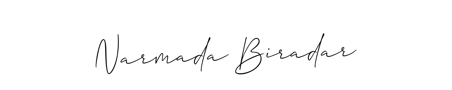 You should practise on your own different ways (Allison_Script) to write your name (Narmada Biradar) in signature. don't let someone else do it for you. Narmada Biradar signature style 2 images and pictures png