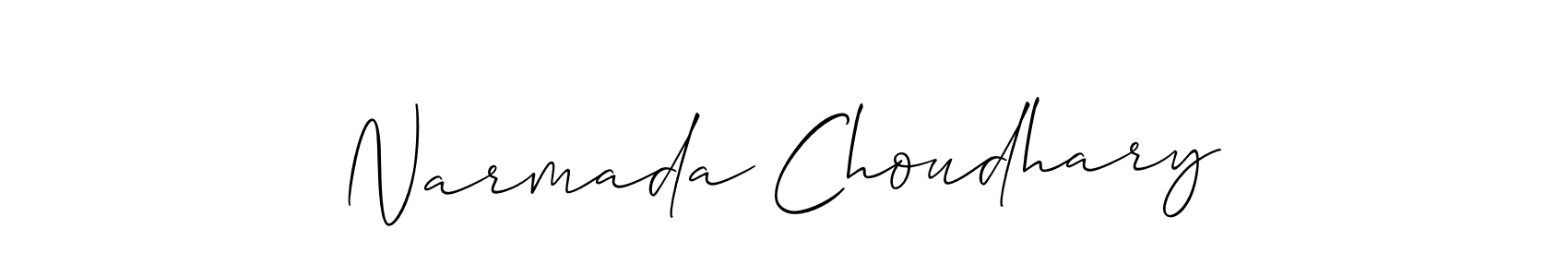 How to make Narmada Choudhary name signature. Use Allison_Script style for creating short signs online. This is the latest handwritten sign. Narmada Choudhary signature style 2 images and pictures png