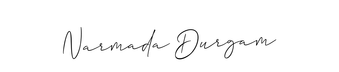 How to make Narmada Durgam name signature. Use Allison_Script style for creating short signs online. This is the latest handwritten sign. Narmada Durgam signature style 2 images and pictures png