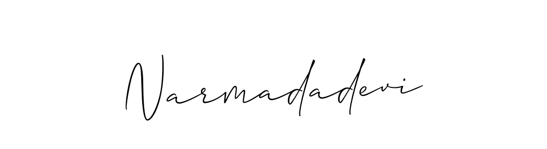 Make a beautiful signature design for name Narmadadevi. With this signature (Allison_Script) style, you can create a handwritten signature for free. Narmadadevi signature style 2 images and pictures png