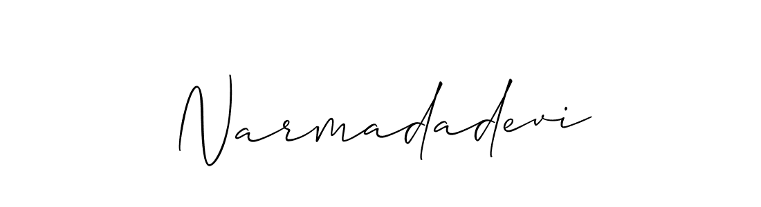 Make a beautiful signature design for name Narmadadevi. With this signature (Allison_Script) style, you can create a handwritten signature for free. Narmadadevi signature style 2 images and pictures png