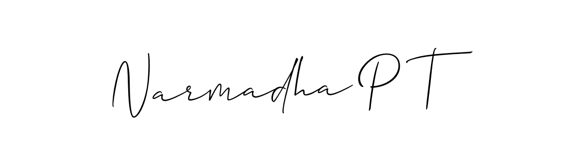 Allison_Script is a professional signature style that is perfect for those who want to add a touch of class to their signature. It is also a great choice for those who want to make their signature more unique. Get Narmadha P T name to fancy signature for free. Narmadha P T signature style 2 images and pictures png