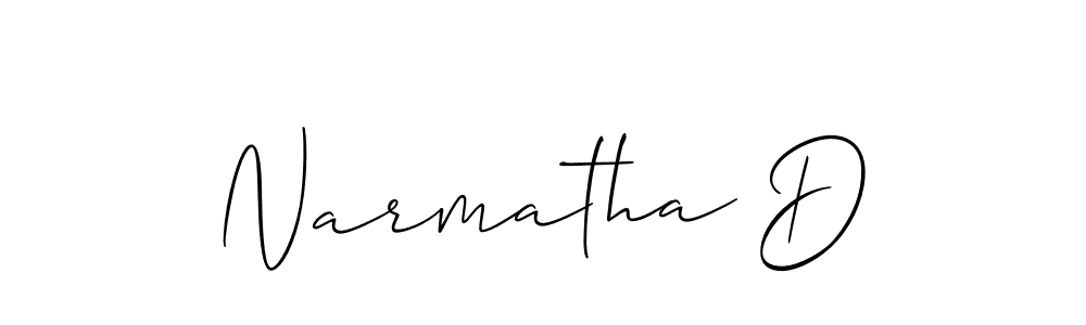 Create a beautiful signature design for name Narmatha D. With this signature (Allison_Script) fonts, you can make a handwritten signature for free. Narmatha D signature style 2 images and pictures png