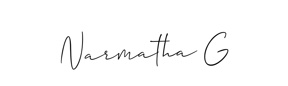 It looks lik you need a new signature style for name Narmatha G. Design unique handwritten (Allison_Script) signature with our free signature maker in just a few clicks. Narmatha G signature style 2 images and pictures png