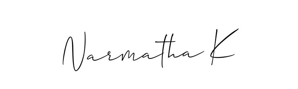 Design your own signature with our free online signature maker. With this signature software, you can create a handwritten (Allison_Script) signature for name Narmatha K. Narmatha K signature style 2 images and pictures png