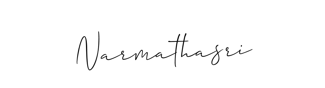 Use a signature maker to create a handwritten signature online. With this signature software, you can design (Allison_Script) your own signature for name Narmathasri. Narmathasri signature style 2 images and pictures png