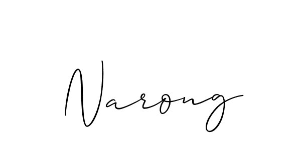 Use a signature maker to create a handwritten signature online. With this signature software, you can design (Allison_Script) your own signature for name Narong. Narong signature style 2 images and pictures png