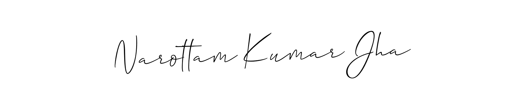 The best way (Allison_Script) to make a short signature is to pick only two or three words in your name. The name Narottam Kumar Jha include a total of six letters. For converting this name. Narottam Kumar Jha signature style 2 images and pictures png
