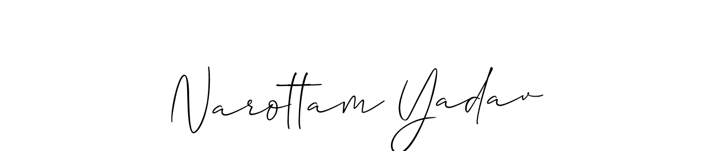 Create a beautiful signature design for name Narottam Yadav. With this signature (Allison_Script) fonts, you can make a handwritten signature for free. Narottam Yadav signature style 2 images and pictures png