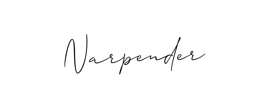 How to make Narpender signature? Allison_Script is a professional autograph style. Create handwritten signature for Narpender name. Narpender signature style 2 images and pictures png