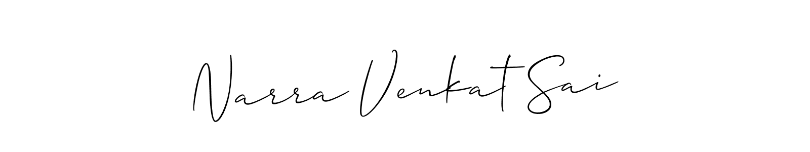 It looks lik you need a new signature style for name Narra Venkat Sai. Design unique handwritten (Allison_Script) signature with our free signature maker in just a few clicks. Narra Venkat Sai signature style 2 images and pictures png