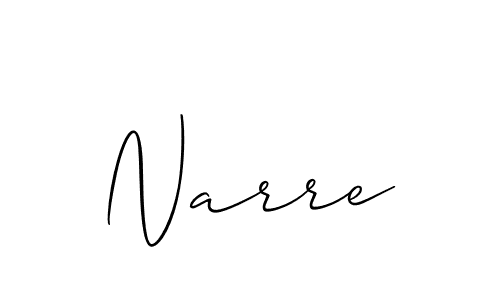 Make a beautiful signature design for name Narre. With this signature (Allison_Script) style, you can create a handwritten signature for free. Narre signature style 2 images and pictures png