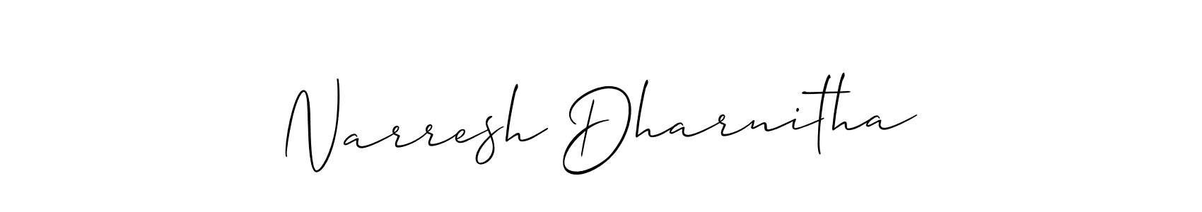 Similarly Allison_Script is the best handwritten signature design. Signature creator online .You can use it as an online autograph creator for name Narresh Dharnitha. Narresh Dharnitha signature style 2 images and pictures png