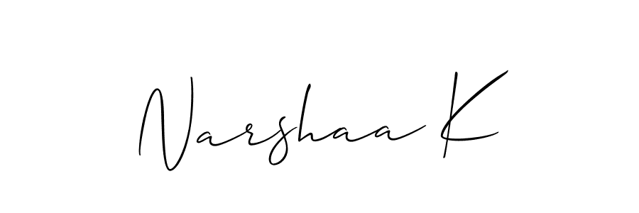 It looks lik you need a new signature style for name Narshaa K. Design unique handwritten (Allison_Script) signature with our free signature maker in just a few clicks. Narshaa K signature style 2 images and pictures png