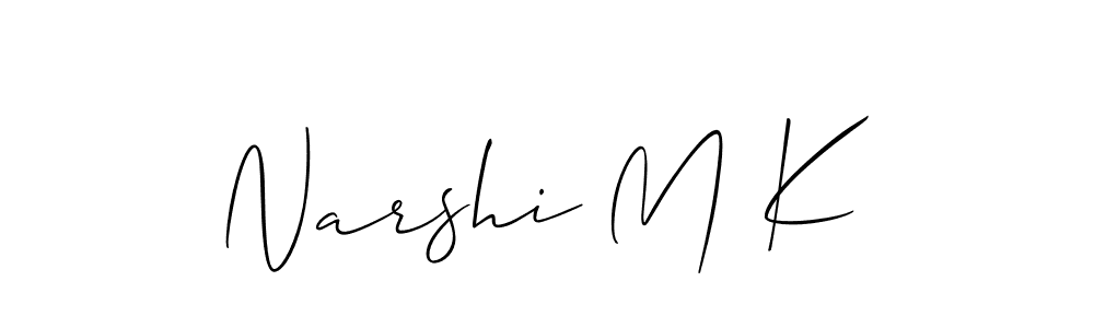 Make a beautiful signature design for name Narshi M K. With this signature (Allison_Script) style, you can create a handwritten signature for free. Narshi M K signature style 2 images and pictures png