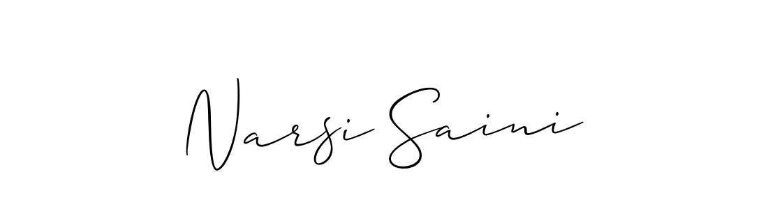 The best way (Allison_Script) to make a short signature is to pick only two or three words in your name. The name Narsi Saini include a total of six letters. For converting this name. Narsi Saini signature style 2 images and pictures png