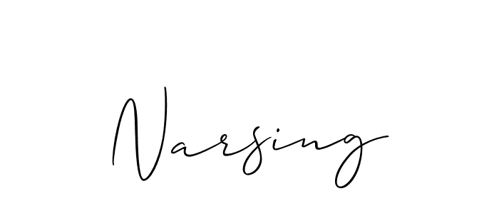 Make a beautiful signature design for name Narsing. With this signature (Allison_Script) style, you can create a handwritten signature for free. Narsing signature style 2 images and pictures png
