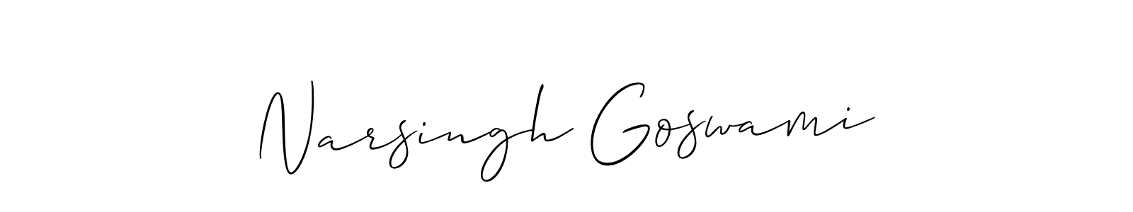 Make a beautiful signature design for name Narsingh Goswami. With this signature (Allison_Script) style, you can create a handwritten signature for free. Narsingh Goswami signature style 2 images and pictures png