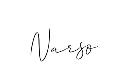 Design your own signature with our free online signature maker. With this signature software, you can create a handwritten (Allison_Script) signature for name Narso. Narso signature style 2 images and pictures png