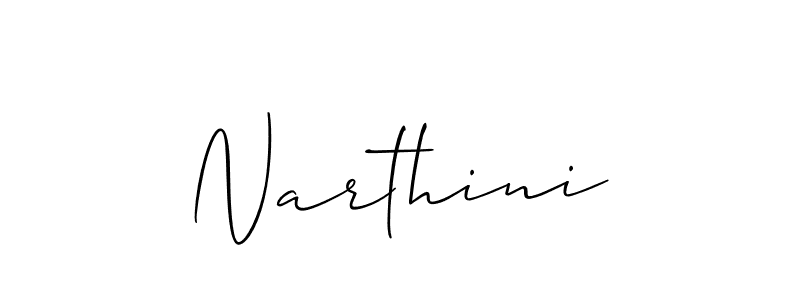 Create a beautiful signature design for name Narthini. With this signature (Allison_Script) fonts, you can make a handwritten signature for free. Narthini signature style 2 images and pictures png