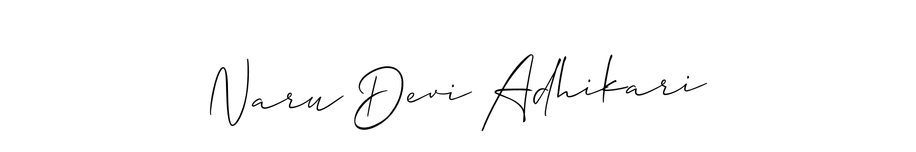 Create a beautiful signature design for name Naru Devi Adhikari. With this signature (Allison_Script) fonts, you can make a handwritten signature for free. Naru Devi Adhikari signature style 2 images and pictures png
