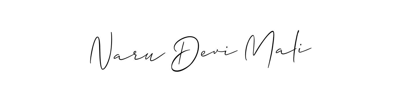 The best way (Allison_Script) to make a short signature is to pick only two or three words in your name. The name Naru Devi Mali include a total of six letters. For converting this name. Naru Devi Mali signature style 2 images and pictures png