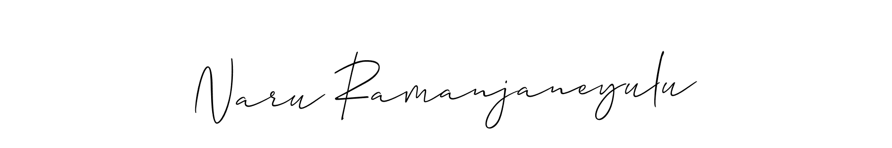 Create a beautiful signature design for name Naru Ramanjaneyulu. With this signature (Allison_Script) fonts, you can make a handwritten signature for free. Naru Ramanjaneyulu signature style 2 images and pictures png