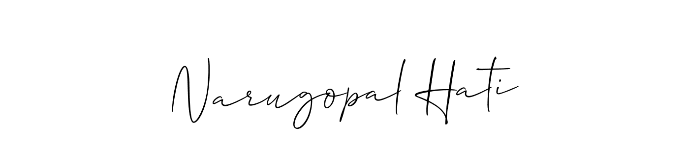 Also You can easily find your signature by using the search form. We will create Narugopal Hati name handwritten signature images for you free of cost using Allison_Script sign style. Narugopal Hati signature style 2 images and pictures png