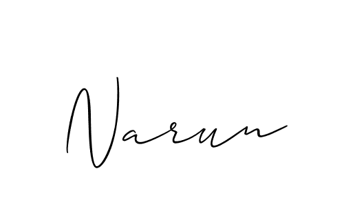 Use a signature maker to create a handwritten signature online. With this signature software, you can design (Allison_Script) your own signature for name Narun. Narun signature style 2 images and pictures png