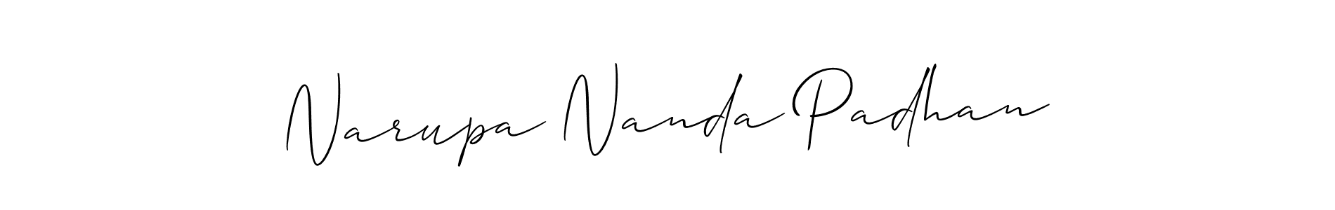 How to Draw Narupa Nanda Padhan signature style? Allison_Script is a latest design signature styles for name Narupa Nanda Padhan. Narupa Nanda Padhan signature style 2 images and pictures png