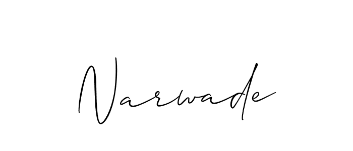 The best way (Allison_Script) to make a short signature is to pick only two or three words in your name. The name Narwade include a total of six letters. For converting this name. Narwade signature style 2 images and pictures png