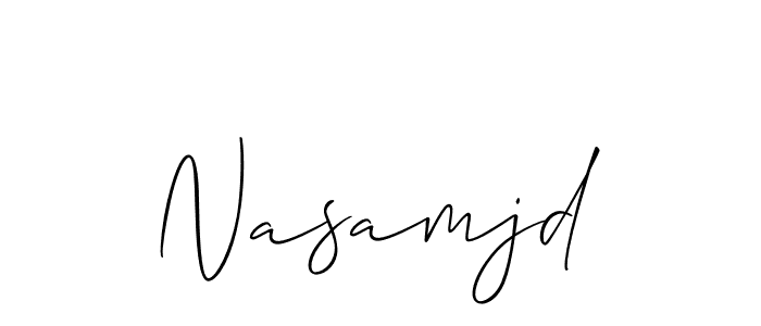 Use a signature maker to create a handwritten signature online. With this signature software, you can design (Allison_Script) your own signature for name Nasamjd. Nasamjd signature style 2 images and pictures png