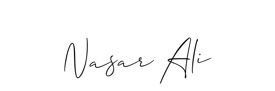 if you are searching for the best signature style for your name Nasar Ali. so please give up your signature search. here we have designed multiple signature styles  using Allison_Script. Nasar Ali signature style 2 images and pictures png