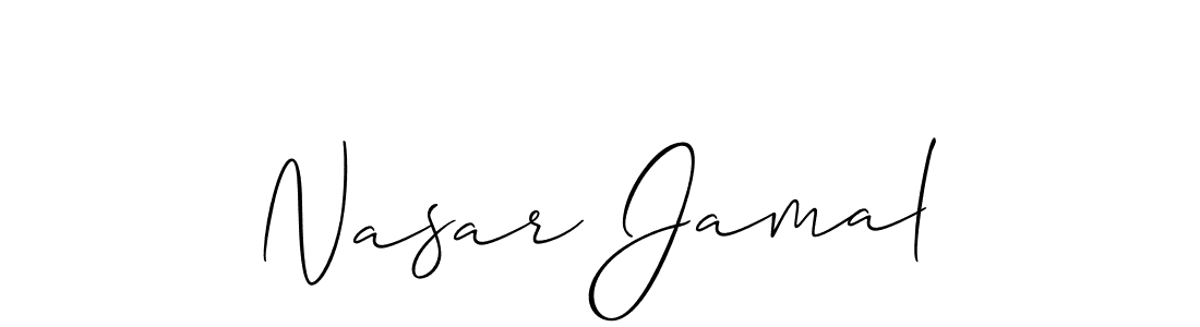 Make a beautiful signature design for name Nasar Jamal. With this signature (Allison_Script) style, you can create a handwritten signature for free. Nasar Jamal signature style 2 images and pictures png