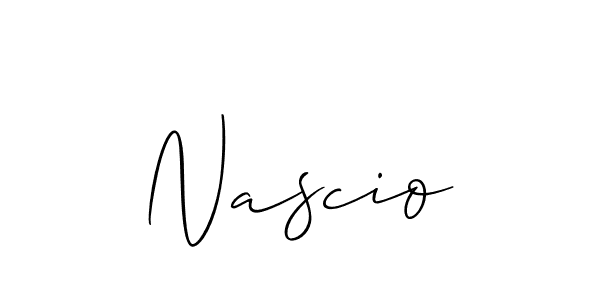 The best way (Allison_Script) to make a short signature is to pick only two or three words in your name. The name Nascio include a total of six letters. For converting this name. Nascio signature style 2 images and pictures png
