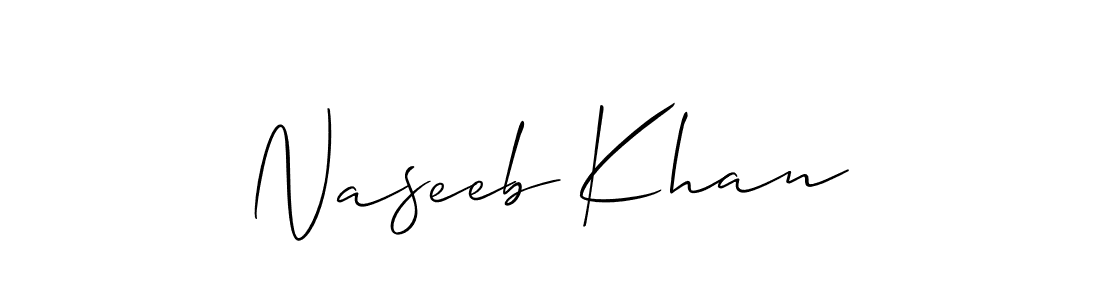 Allison_Script is a professional signature style that is perfect for those who want to add a touch of class to their signature. It is also a great choice for those who want to make their signature more unique. Get Naseeb Khan name to fancy signature for free. Naseeb Khan signature style 2 images and pictures png