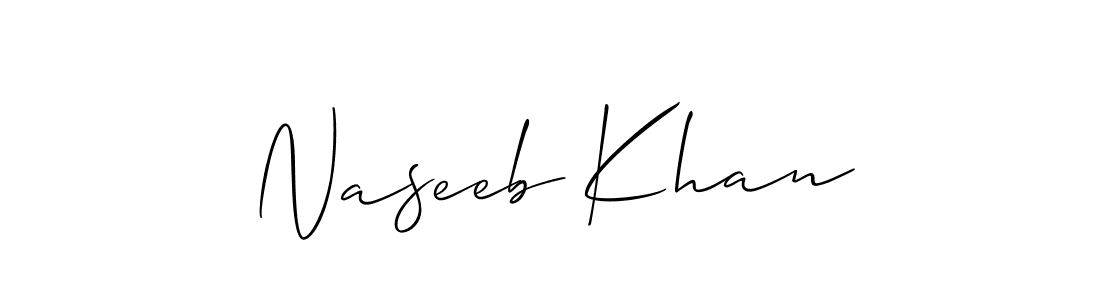 Create a beautiful signature design for name Naseeb Khan. With this signature (Allison_Script) fonts, you can make a handwritten signature for free. Naseeb Khan signature style 2 images and pictures png