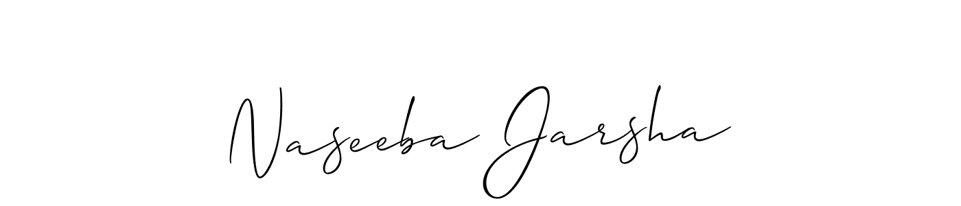 Use a signature maker to create a handwritten signature online. With this signature software, you can design (Allison_Script) your own signature for name Naseeba Jarsha. Naseeba Jarsha signature style 2 images and pictures png