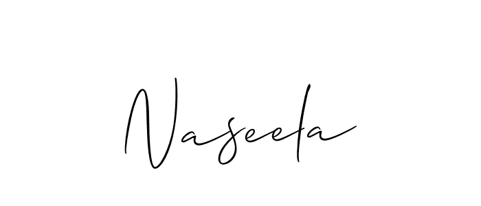 Create a beautiful signature design for name Naseela. With this signature (Allison_Script) fonts, you can make a handwritten signature for free. Naseela signature style 2 images and pictures png