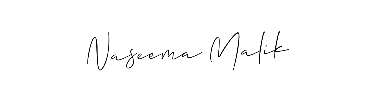 Create a beautiful signature design for name Naseema Malik. With this signature (Allison_Script) fonts, you can make a handwritten signature for free. Naseema Malik signature style 2 images and pictures png