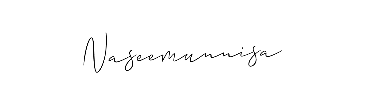 Make a short Naseemunnisa signature style. Manage your documents anywhere anytime using Allison_Script. Create and add eSignatures, submit forms, share and send files easily. Naseemunnisa signature style 2 images and pictures png