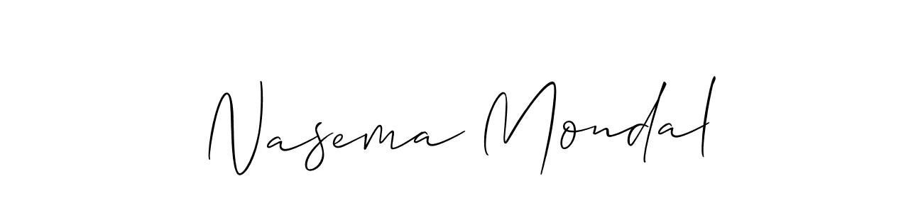 How to make Nasema Mondal name signature. Use Allison_Script style for creating short signs online. This is the latest handwritten sign. Nasema Mondal signature style 2 images and pictures png