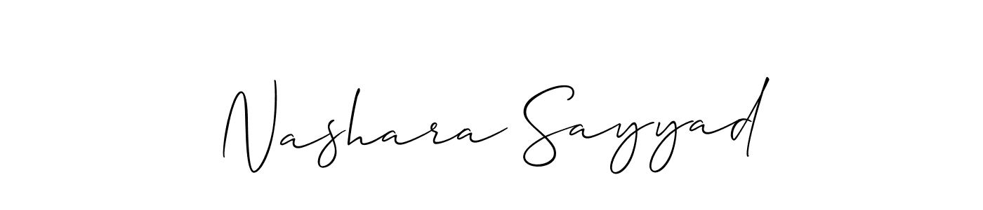 How to make Nashara Sayyad name signature. Use Allison_Script style for creating short signs online. This is the latest handwritten sign. Nashara Sayyad signature style 2 images and pictures png