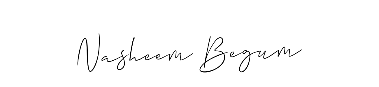 if you are searching for the best signature style for your name Nasheem Begum. so please give up your signature search. here we have designed multiple signature styles  using Allison_Script. Nasheem Begum signature style 2 images and pictures png