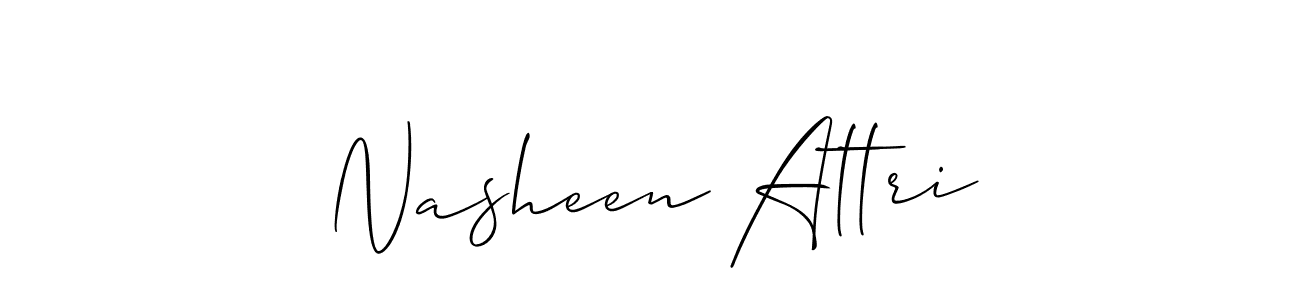 How to make Nasheen Attri name signature. Use Allison_Script style for creating short signs online. This is the latest handwritten sign. Nasheen Attri signature style 2 images and pictures png