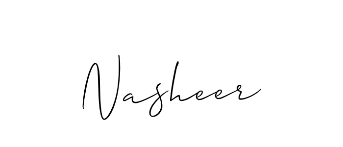 Design your own signature with our free online signature maker. With this signature software, you can create a handwritten (Allison_Script) signature for name Nasheer. Nasheer signature style 2 images and pictures png