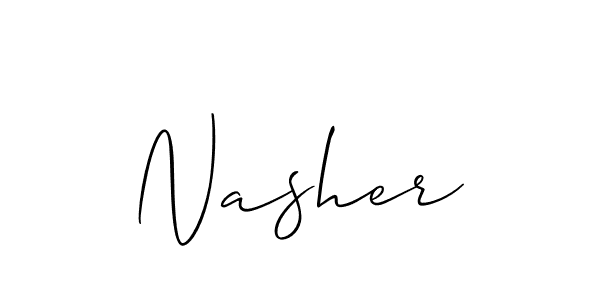Create a beautiful signature design for name Nasher. With this signature (Allison_Script) fonts, you can make a handwritten signature for free. Nasher signature style 2 images and pictures png