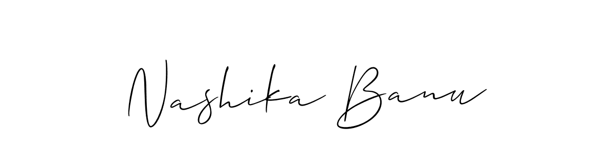 The best way (Allison_Script) to make a short signature is to pick only two or three words in your name. The name Nashika Banu include a total of six letters. For converting this name. Nashika Banu signature style 2 images and pictures png